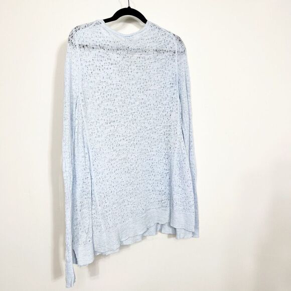 J.jill Women Blue Open-Knit Tunic Scoop Neck Top Cotton Breathable Size Medium - Picture 3 of 9